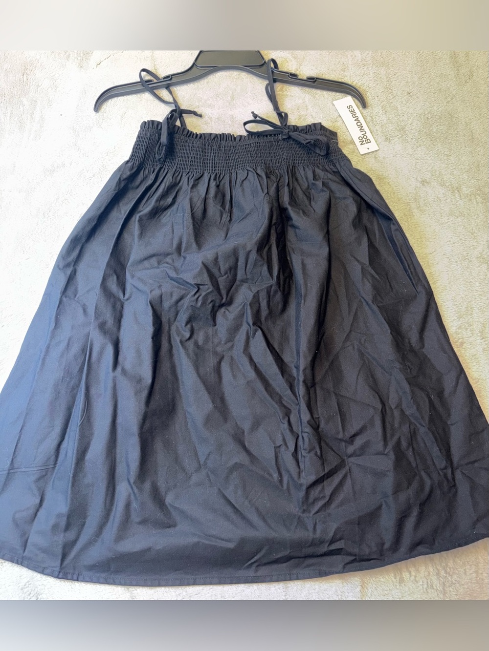 No Boundaries Black dress poplin square neck A line shaped size XXS(00) NWT